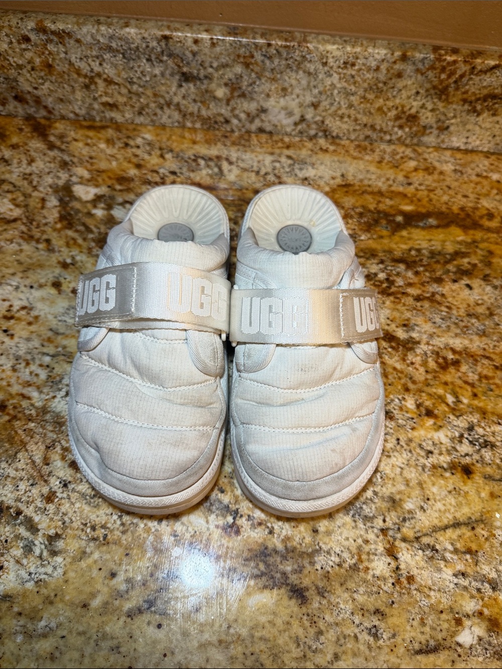 UGG Cream Quilted Slip-Ons with Branded Strap